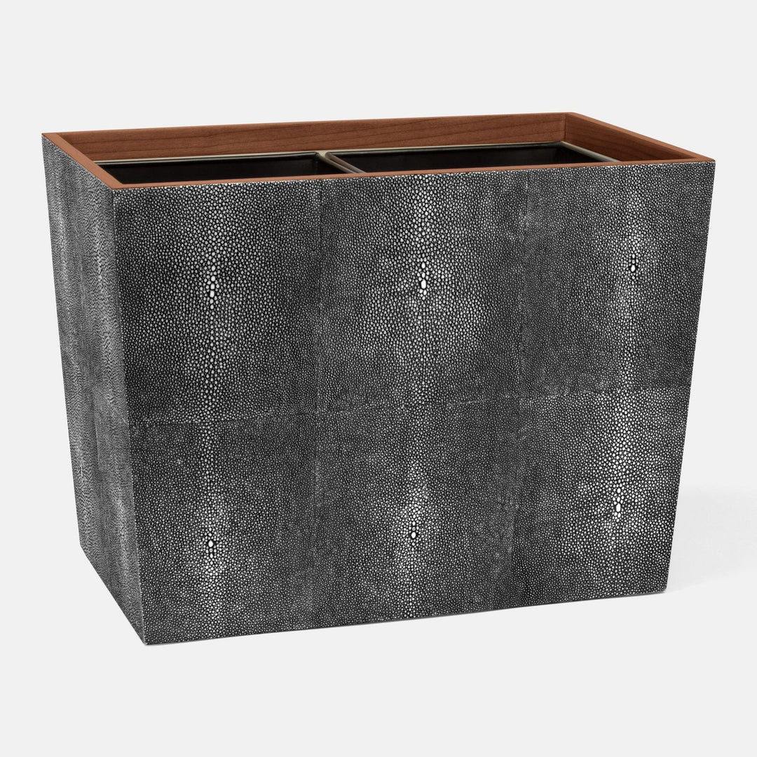 Manchester, Cool Gray, Double Wastebasket, Rectangular Tapered, Realistic Faux Shagreen