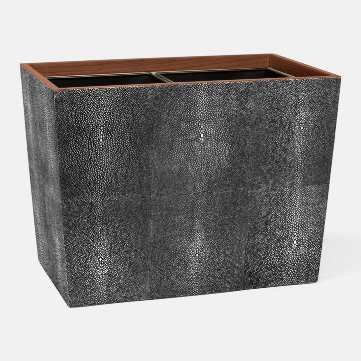 Manchester, Cool Gray, Double Wastebasket, Rectangular Tapered, Realistic Faux Shagreen