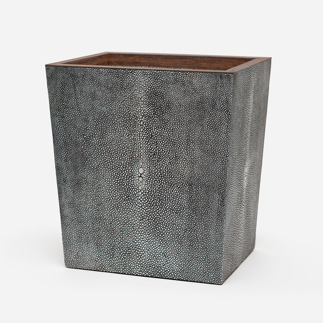Manchester, Cool Gray, Wastebasket, Rectangular Tapered, Realistic Faux Shagreen
