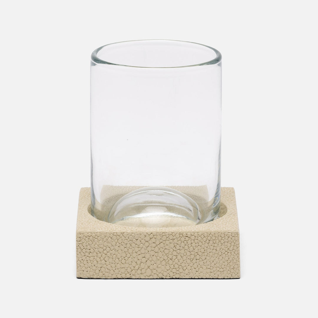 Manchester, Ivory, Tumbler Set, Square Straight, Realistic Faux Shagreen, M/2