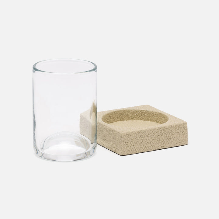 Manchester, Ivory, Tumbler Set, Square Straight, Realistic Faux Shagreen, M/2