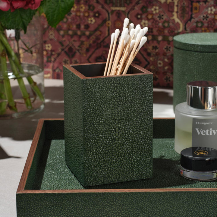 Manchester, Juniper, Brush Holder, Square Straight, Realistic Faux Shagreen