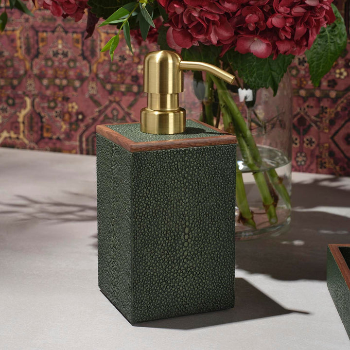 Manchester, Juniper, Soap Pump, Square Straight, Realistic Faux Shagreen