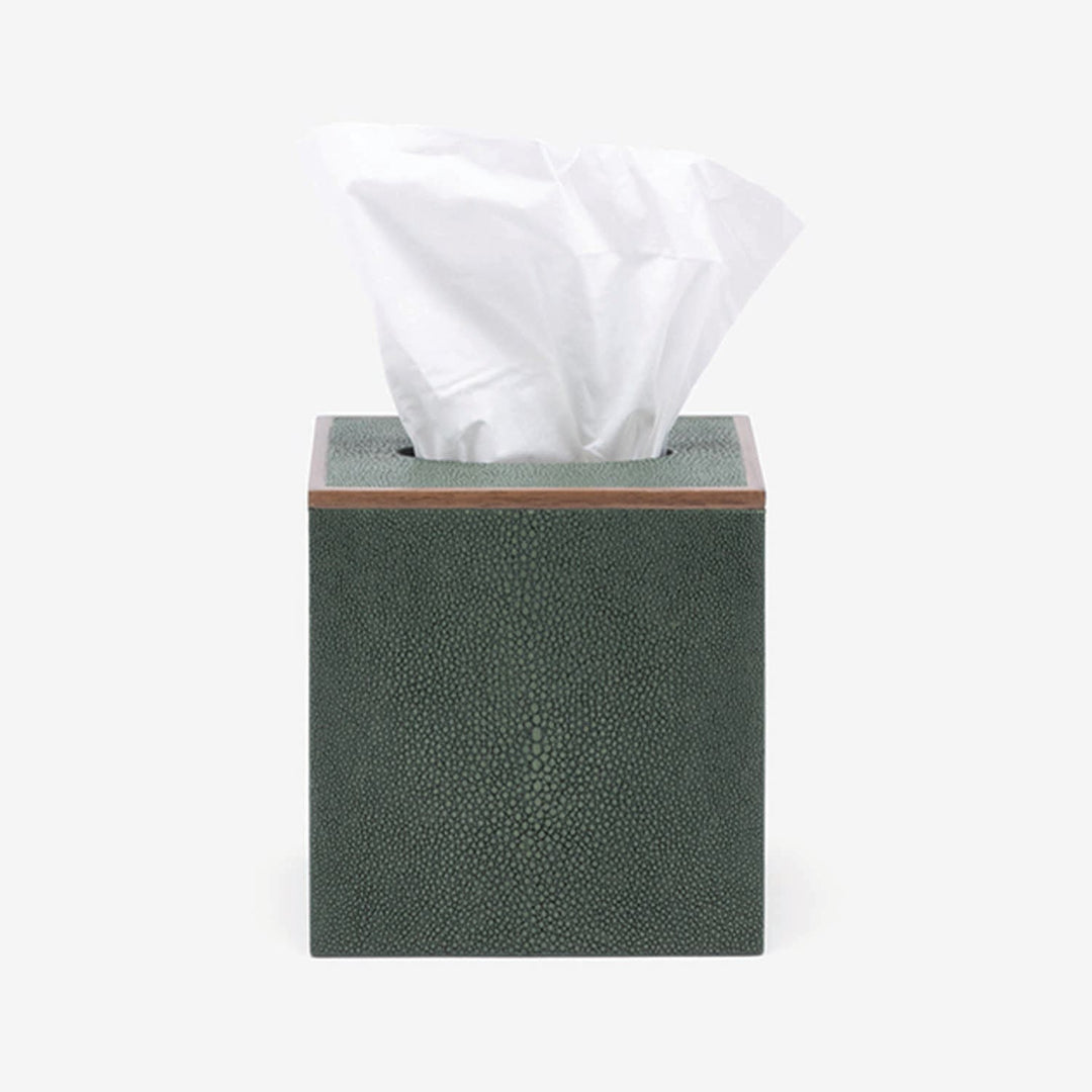 Manchester, Juniper, Tissue Box, Square Straight, Realistic Faux Shagreen