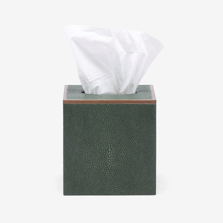 Manchester, Juniper, Tissue Box, Square Straight, Realistic Faux Shagreen