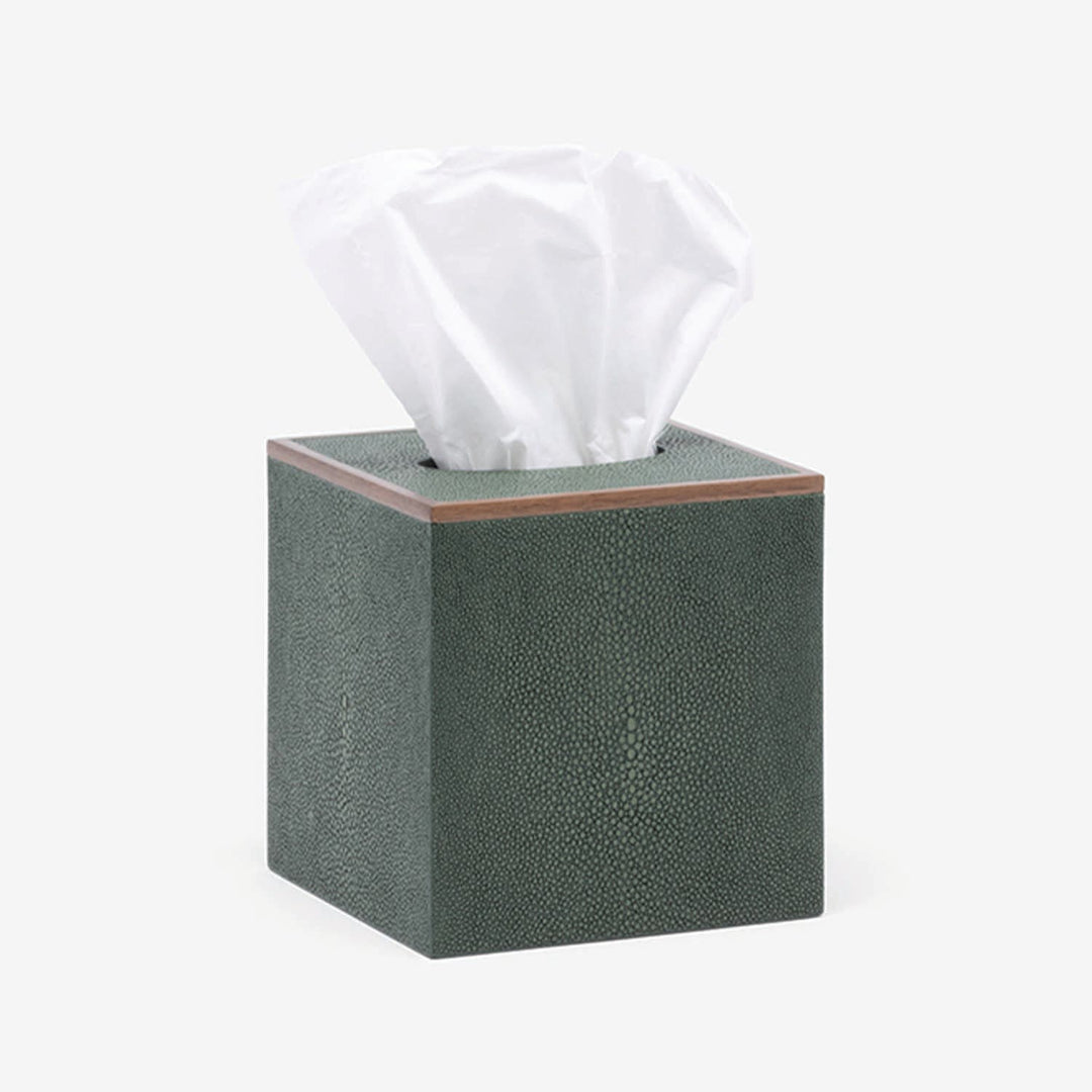 Manchester, Juniper, Tissue Box, Square Straight, Realistic Faux Shagreen
