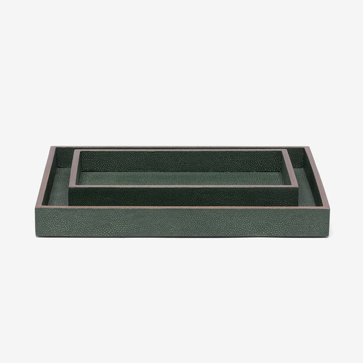Manchester, Juniper, Nested Trays, Rectangular Straight, Realistic Faux Shagreen, S/2