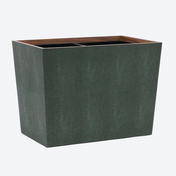 Manchester, Juniper, Double Wastebasket, Rectangular Tapered, Realistic Faux Shagreen