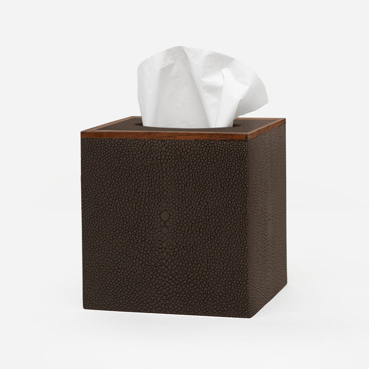 Manchester, Dark Mushroom, Tissue Box, Square Straight, Realistic Faux Shagreen