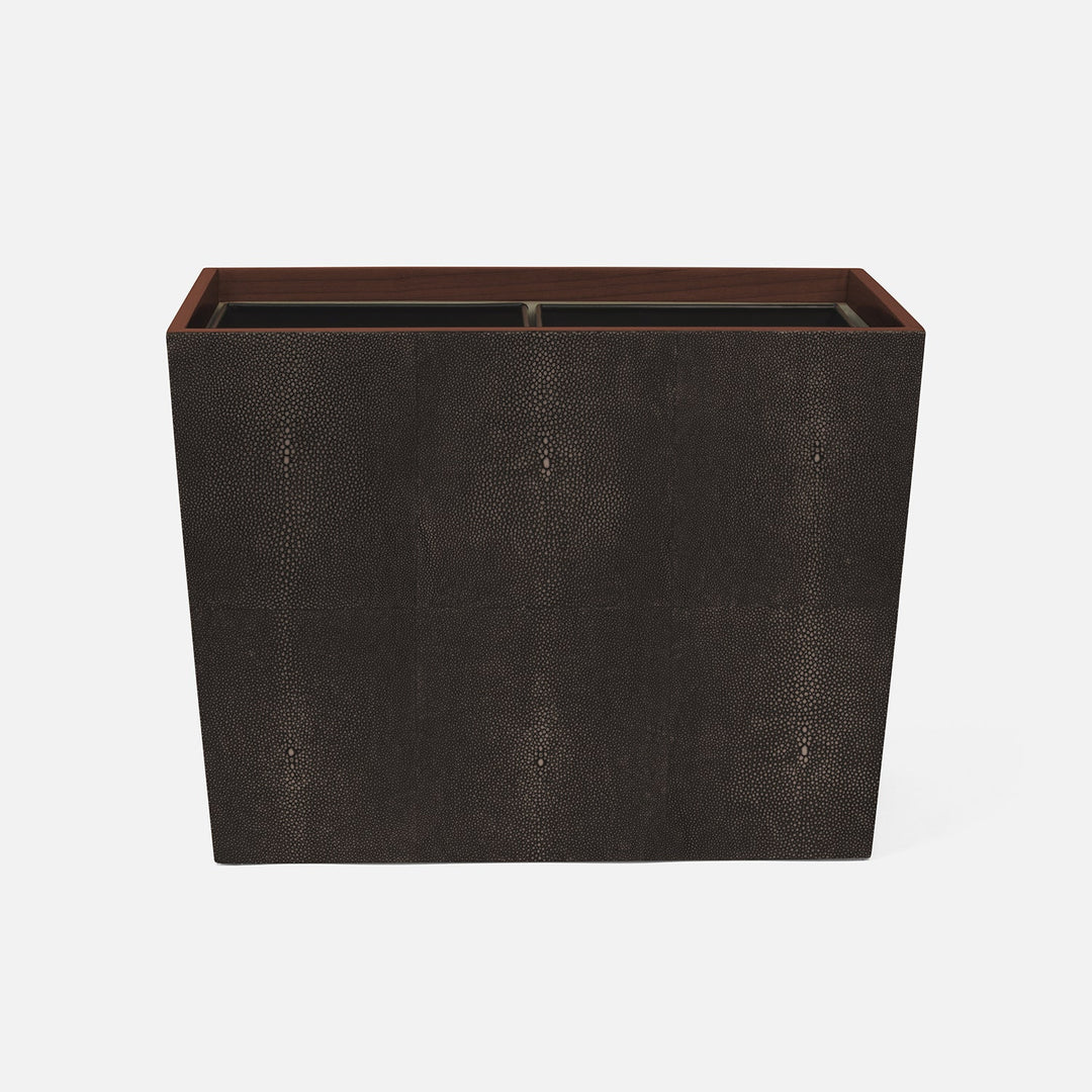 Manchester, Dark Mushroom, Double Wastebasket, Rectangular Tapered, Realistic Faux Shagreen