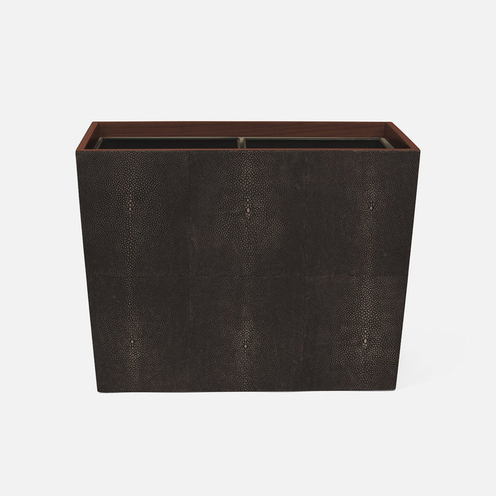 Manchester, Dark Mushroom, Double Wastebasket, Rectangular Tapered, Realistic Faux Shagreen