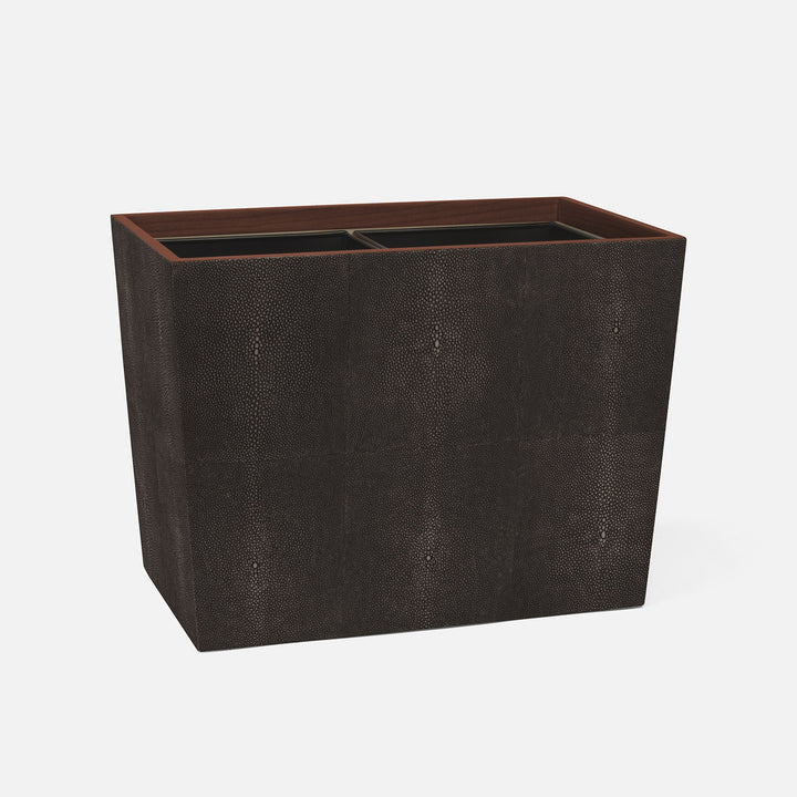 Manchester, Dark Mushroom, Double Wastebasket, Rectangular Tapered, Realistic Faux Shagreen