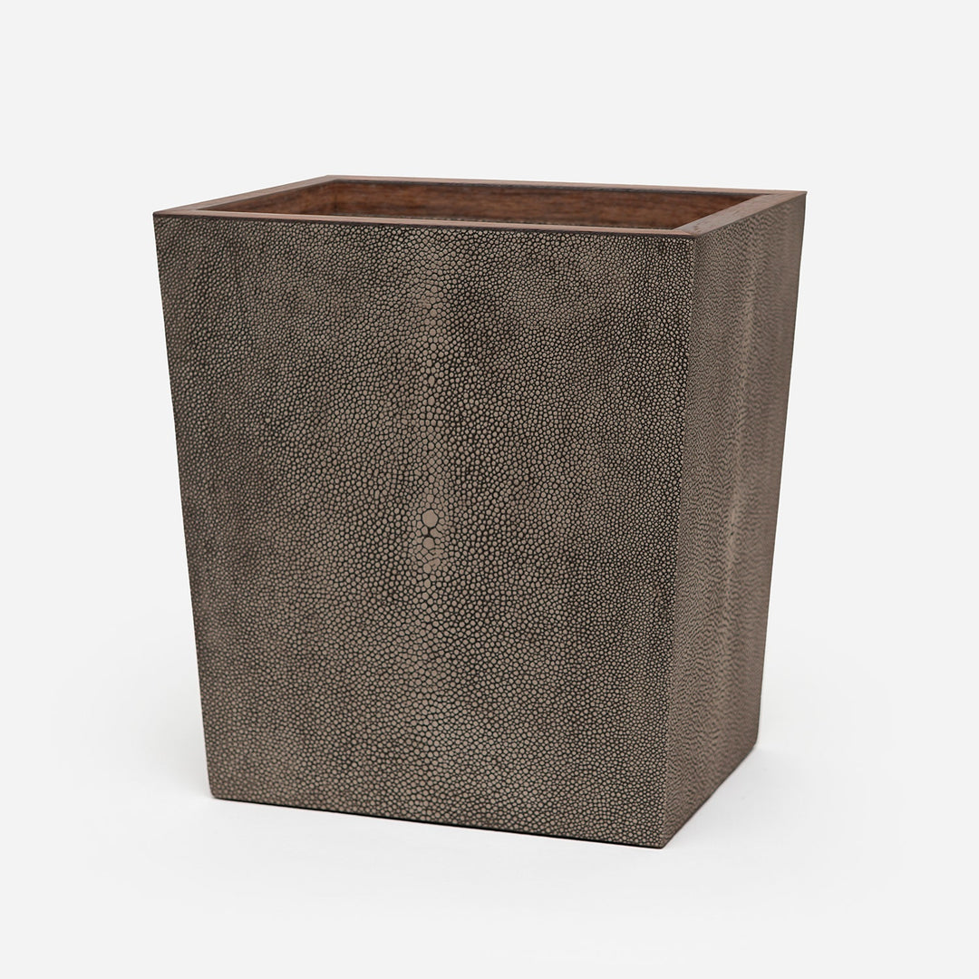 Manchester, Dark Mushroom, Wastebasket, Rectangular Tapered, Realistic Faux Shagreen