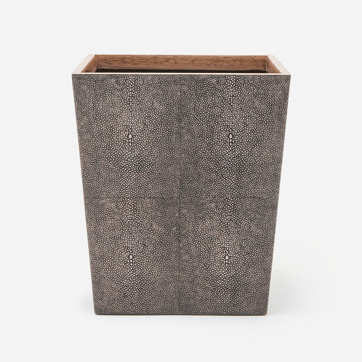 Manchester, Dark Mushroom, Wastebasket, Rectangular Tapered, Realistic Faux Shagreen