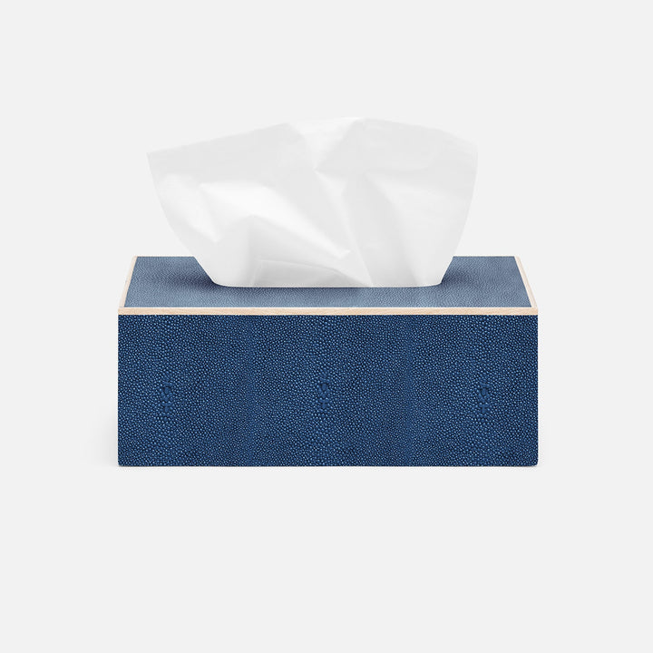 Manchester, Navy, Tissue Box, Rectangular Straight, Realistic Faux Shagreen