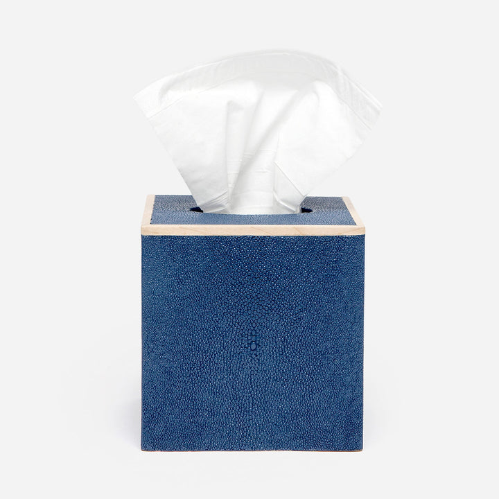 Manchester, Navy, Tissue Box, Square Straight, Realistic Faux Shagreen