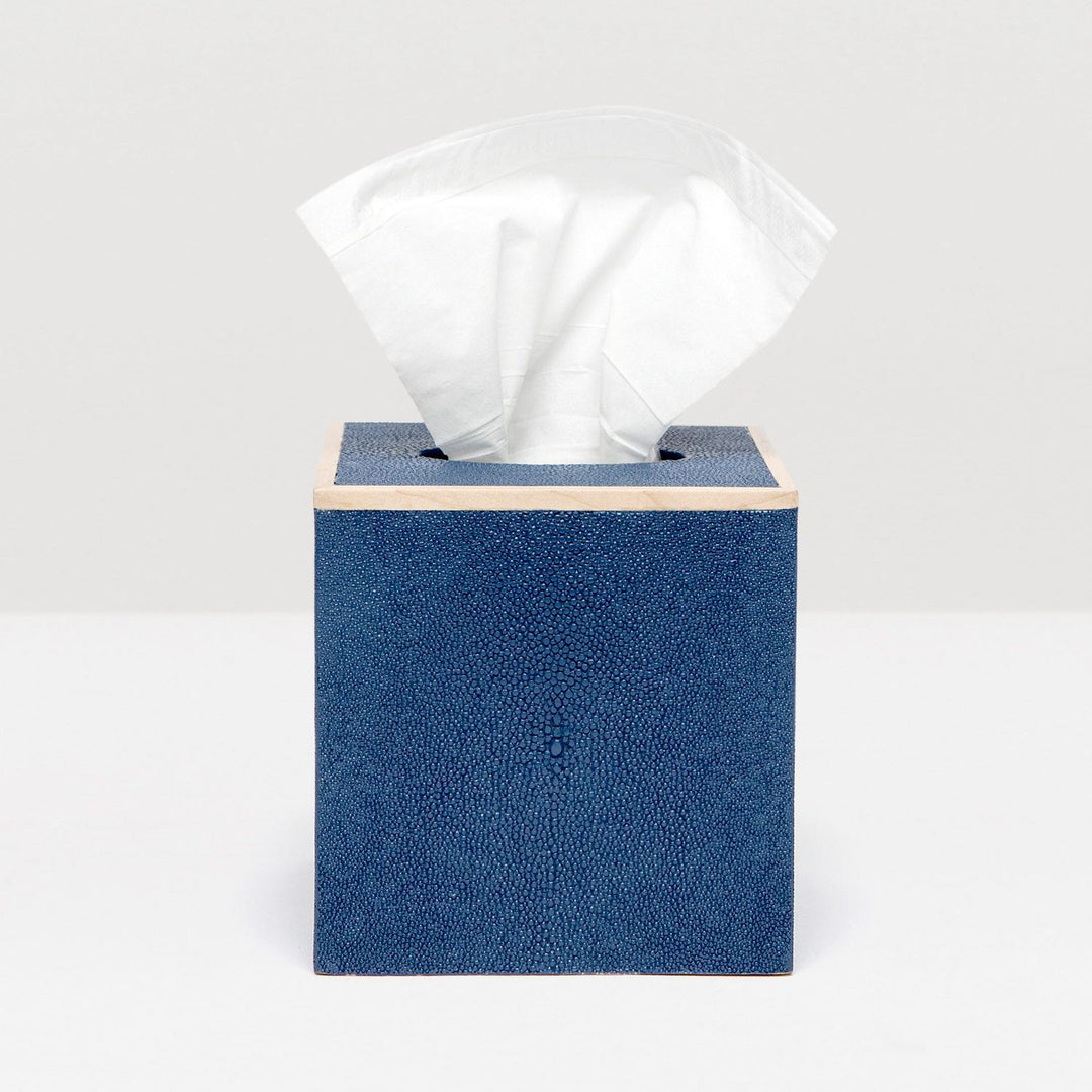 Manchester, Navy, Tissue Box, Square Straight, Realistic Faux Shagreen