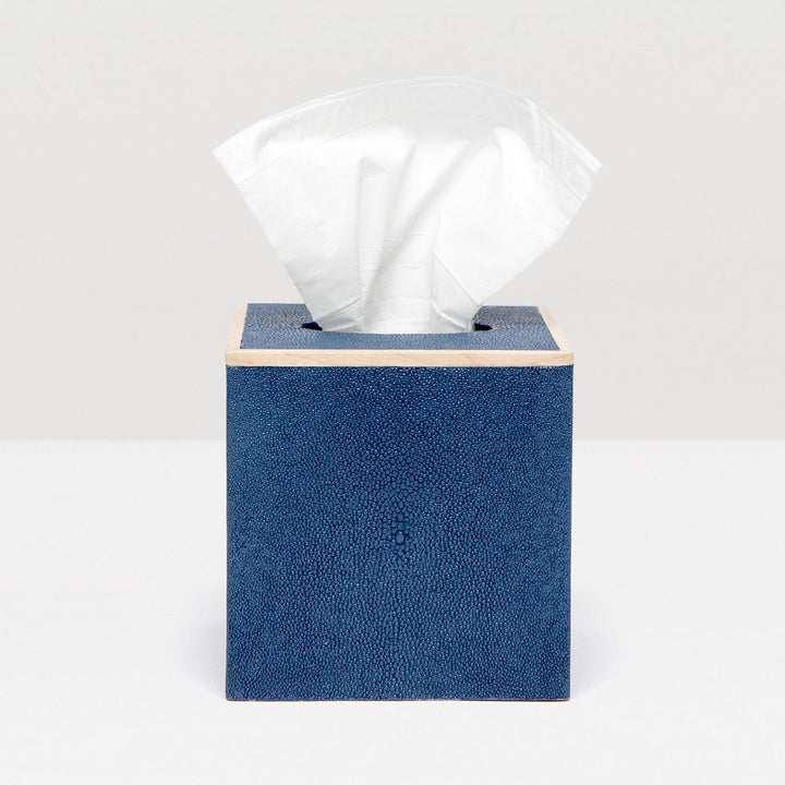 Manchester, Navy, Tissue Box, Square Straight, Realistic Faux Shagreen