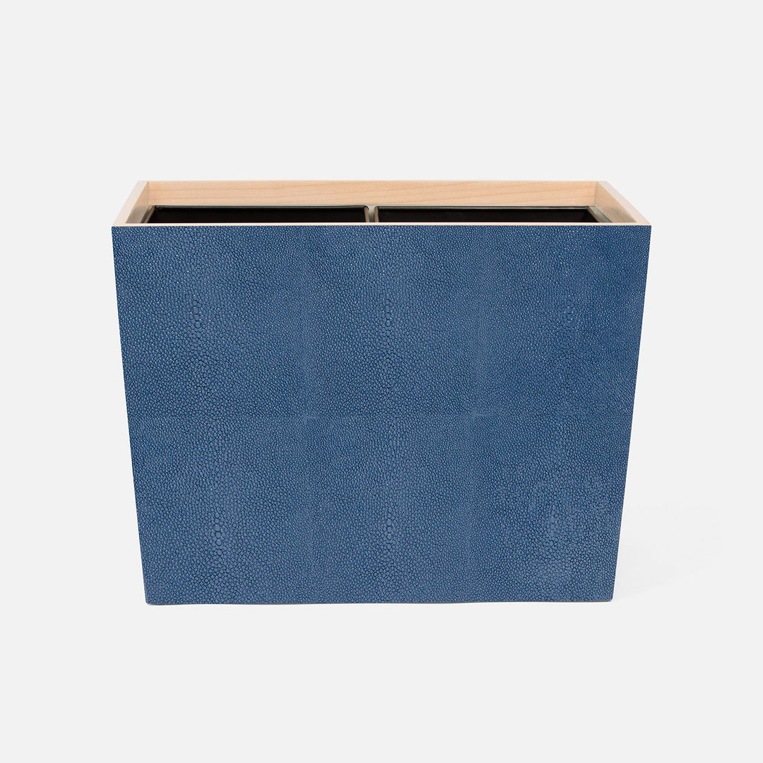 Manchester, Navy, Double Wastebasket, Rectangular Tapered, Realistic Faux Shagreen