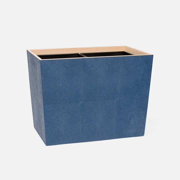Manchester, Navy, Double Wastebasket, Rectangular Tapered, Realistic Faux Shagreen