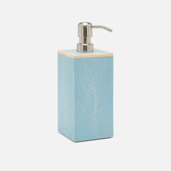 Manchester, Powder Blue, Soap Pump, Square Straight, Xlarge, Realistic Faux Shagreen
