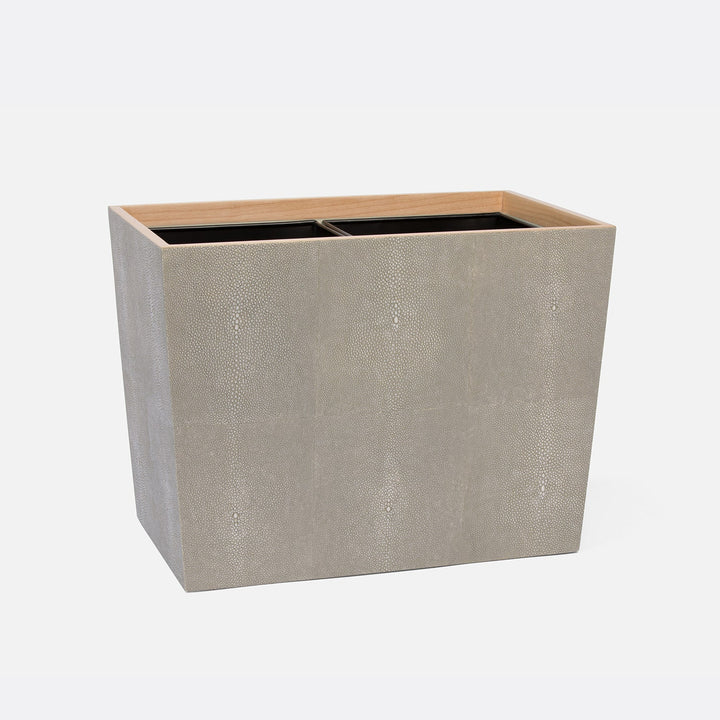 Manchester, Sand, Double Wastebasket, Rectangular Tapered, Realistic Faux Shagreen