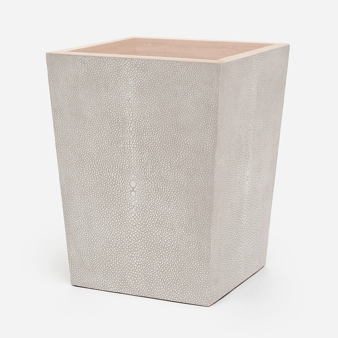 Manchester, Sand, Wastebasket, Square Tapered, Realistic Faux Shagreen