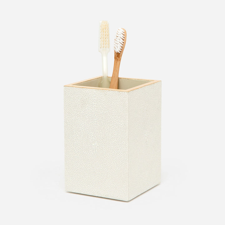 Manchester, Snow, Brush Holder, Square Straight, Realistic Faux Shagreen