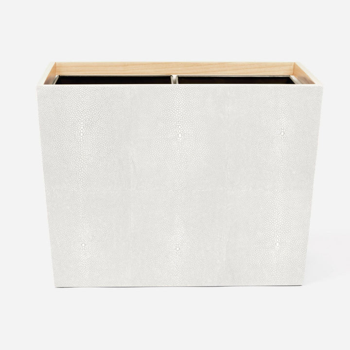 Manchester, Snow, Double Wastebasket, Rectangular Tapered, Realistic Faux Shagreen