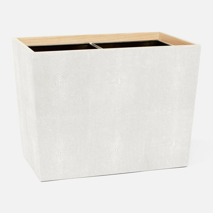 Manchester, Snow, Double Wastebasket, Rectangular Tapered, Realistic Faux Shagreen