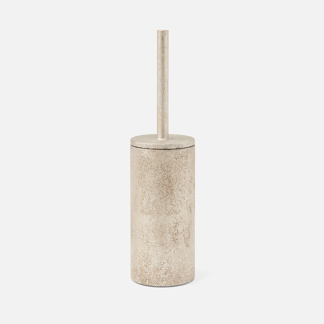 Manchester, Warm Silver, Toilet Brush Holder, Round, Realistic Faux Shagreen