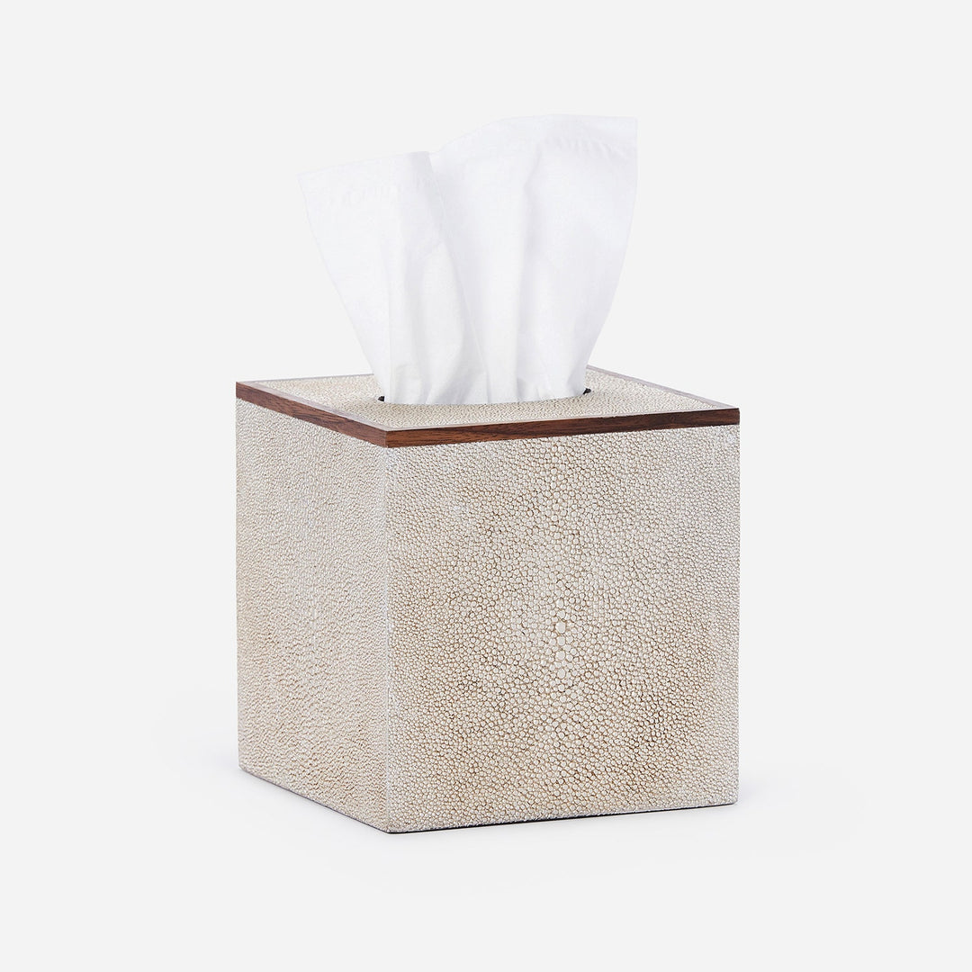 Manchester, Warm Silver, Tissue Box, Square Straight, Realistic Faux Shagreen