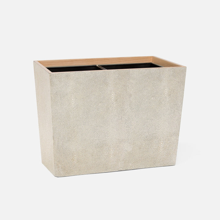 Manchester, Warm Silver, Double Wastebasket, Rectangular Tapered, Realistic Faux Shagreen