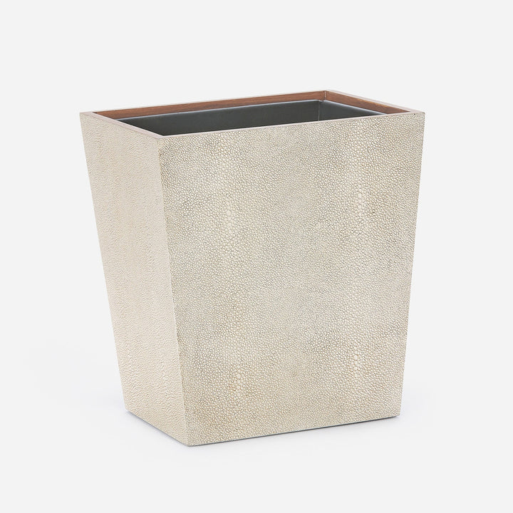 Manchester, Warm Silver, Wastebasket, Rectangular Tapered, Realistic Faux Shagreen
