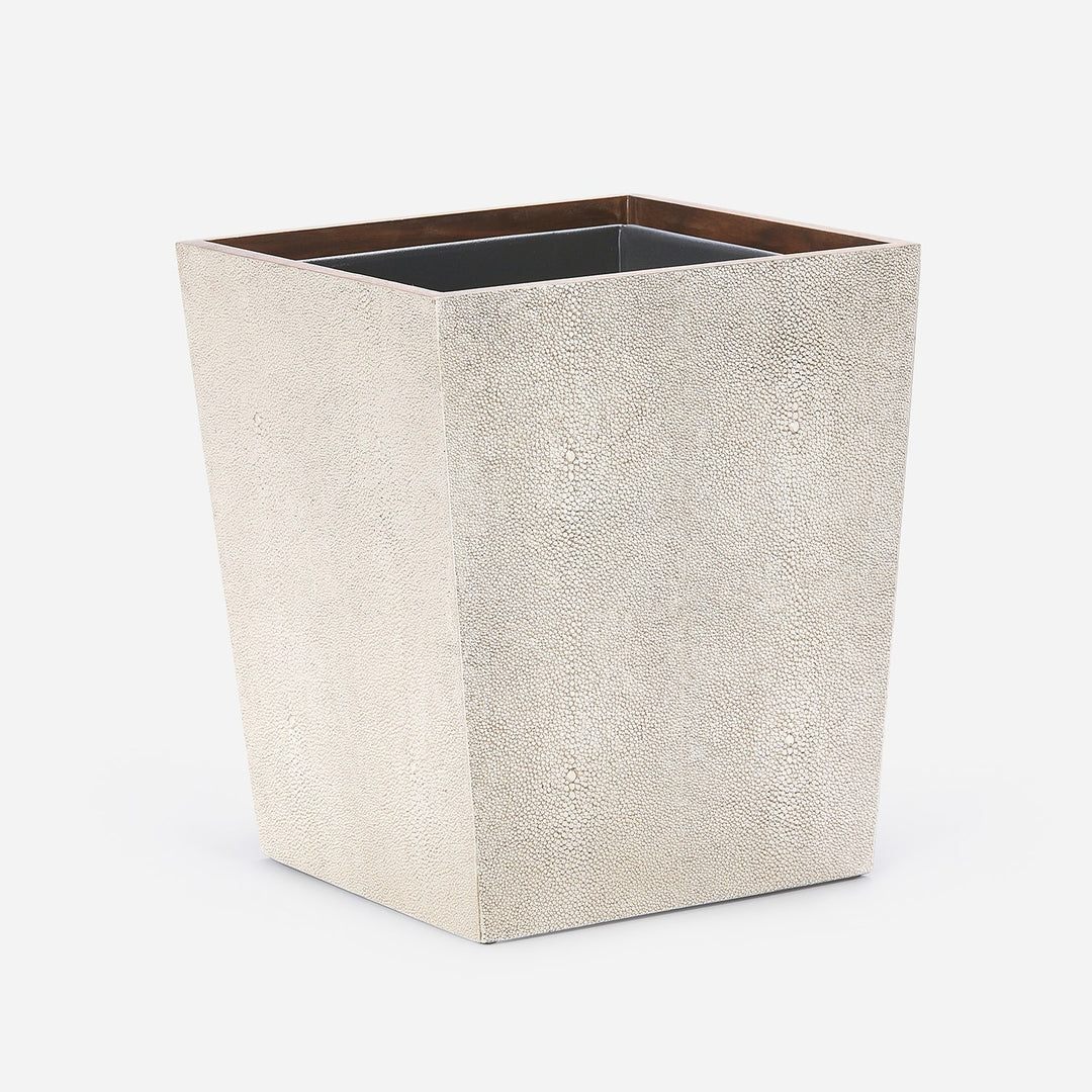 Manchester, Warm Silver, Wastebasket, Square Tapered, Realistic Faux Shagreen