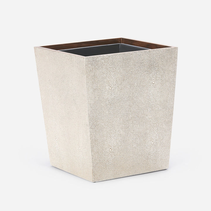 Manchester, Warm Silver, Wastebasket, Square Tapered, Realistic Faux Shagreen