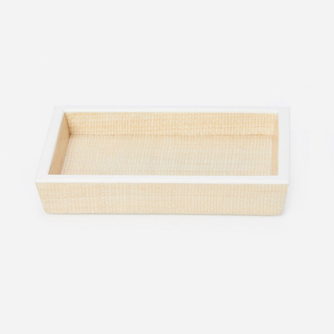 Maranello, Beige/White, Soap Dish, Rectangular Tapered, Abaca/Resin