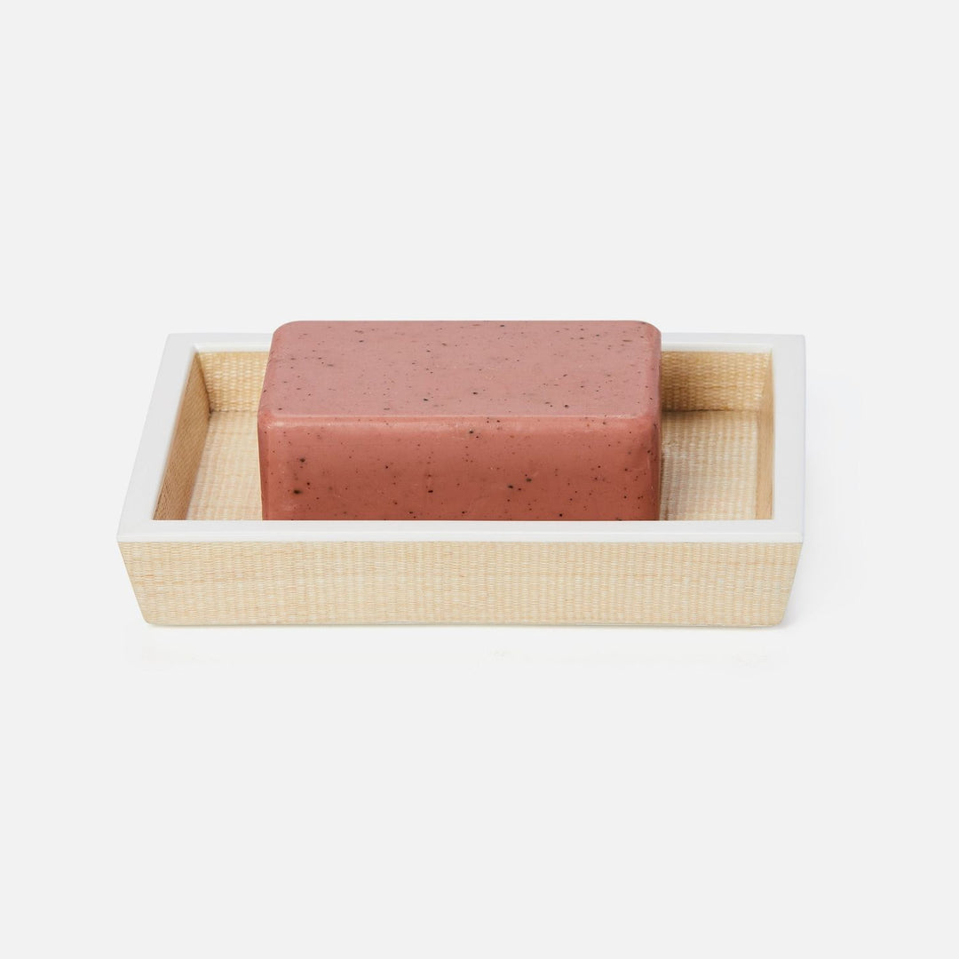 Maranello, Beige/White, Soap Dish, Rectangular Tapered, Abaca/Resin