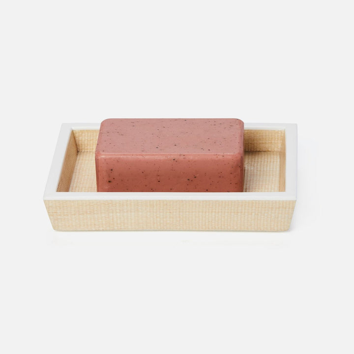 Maranello, Beige/White, Soap Dish, Rectangular Tapered, Abaca/Resin