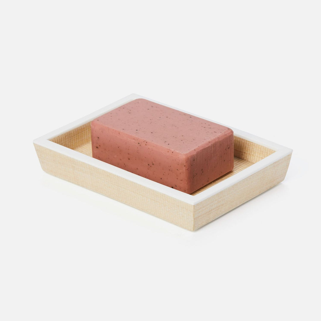 Maranello, Beige/White, Soap Dish, Rectangular Tapered, Abaca/Resin