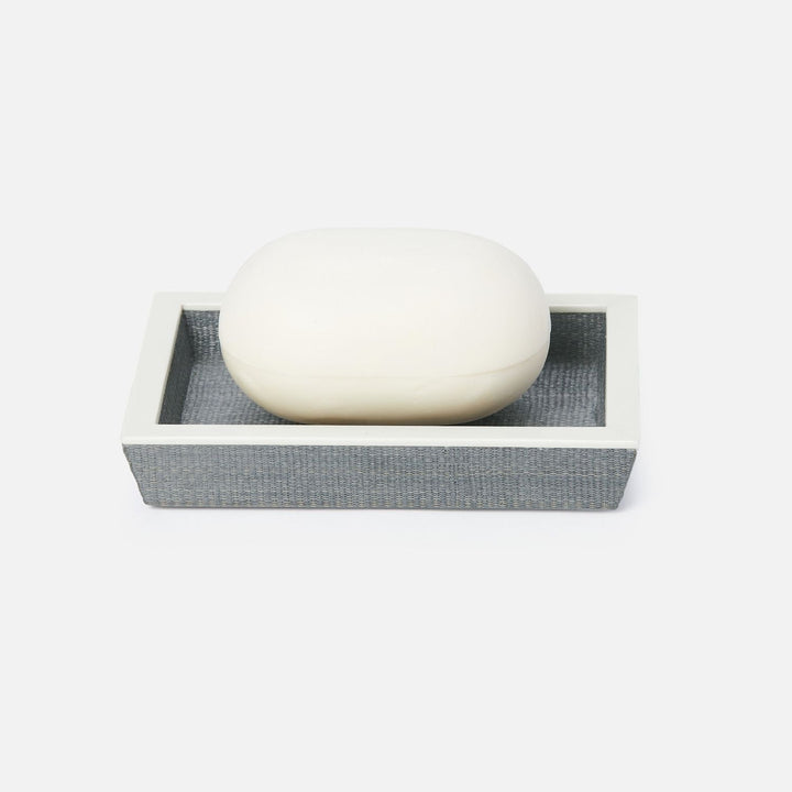 Maranello, Steel Blue/White, Soap Dish, Rectangular Tapered, Abaca/Resin