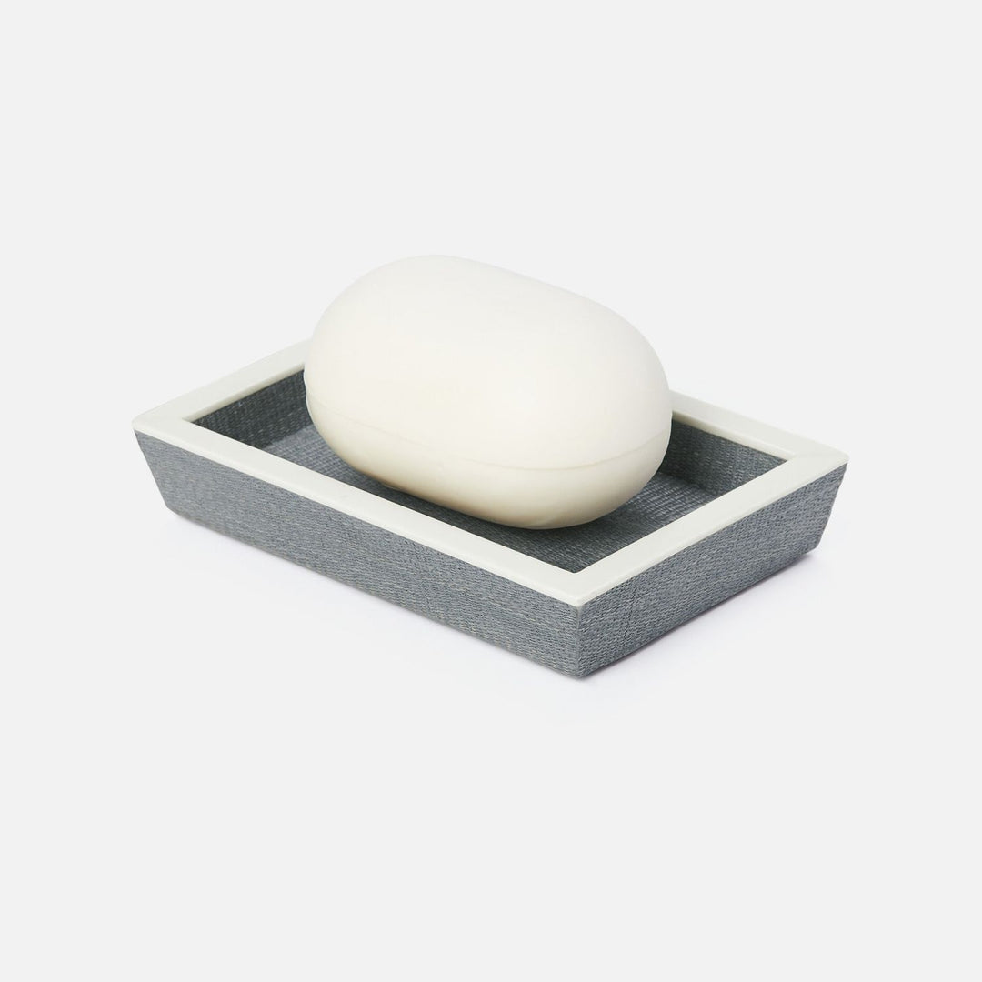 Maranello, Steel Blue/White, Soap Dish, Rectangular Tapered, Abaca/Resin