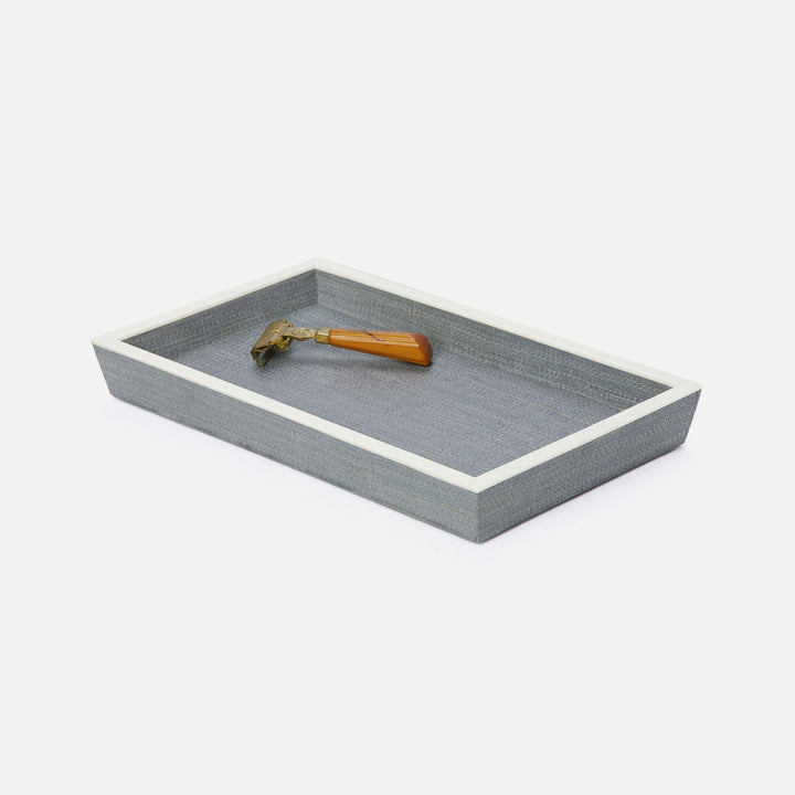 Maranello, Steel Blue/White, Tray, Medium, Rectangular Tapered, Abaca/Resin