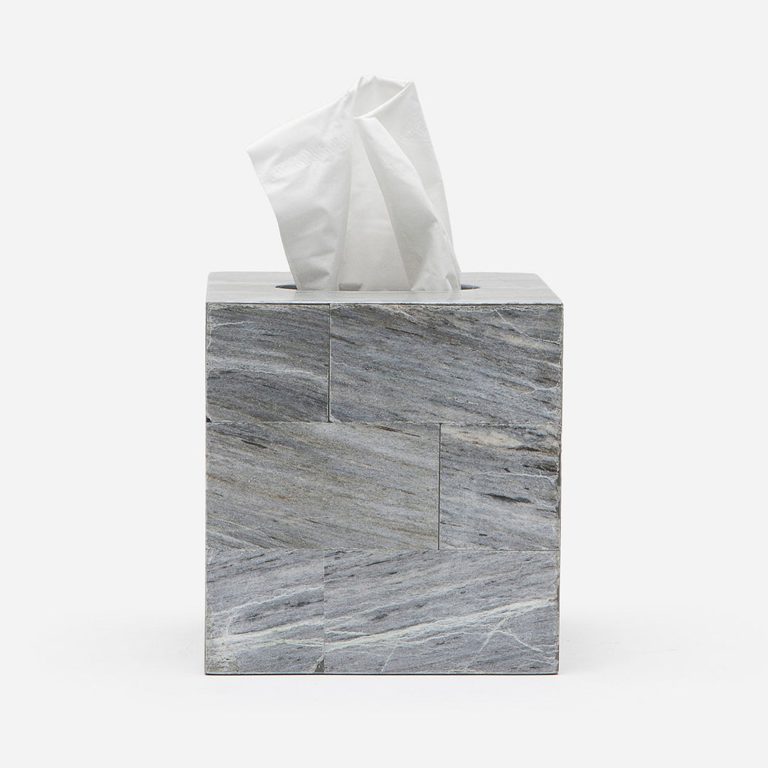 Milan, Gray, Tissue Box, Square Straight, Romblon Stone