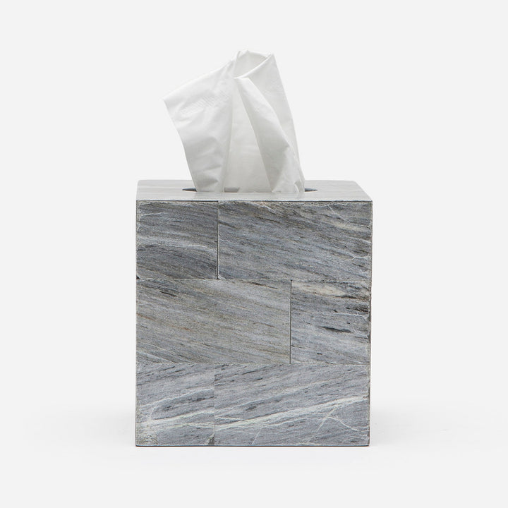 Milan, Gray, Tissue Box, Square Straight, Romblon Stone