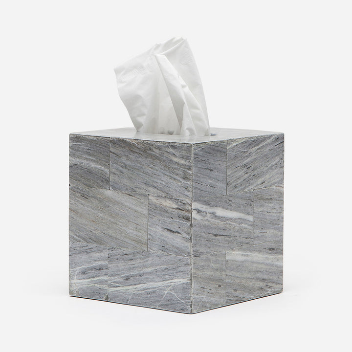 Milan, Gray, Tissue Box, Square Straight, Romblon Stone