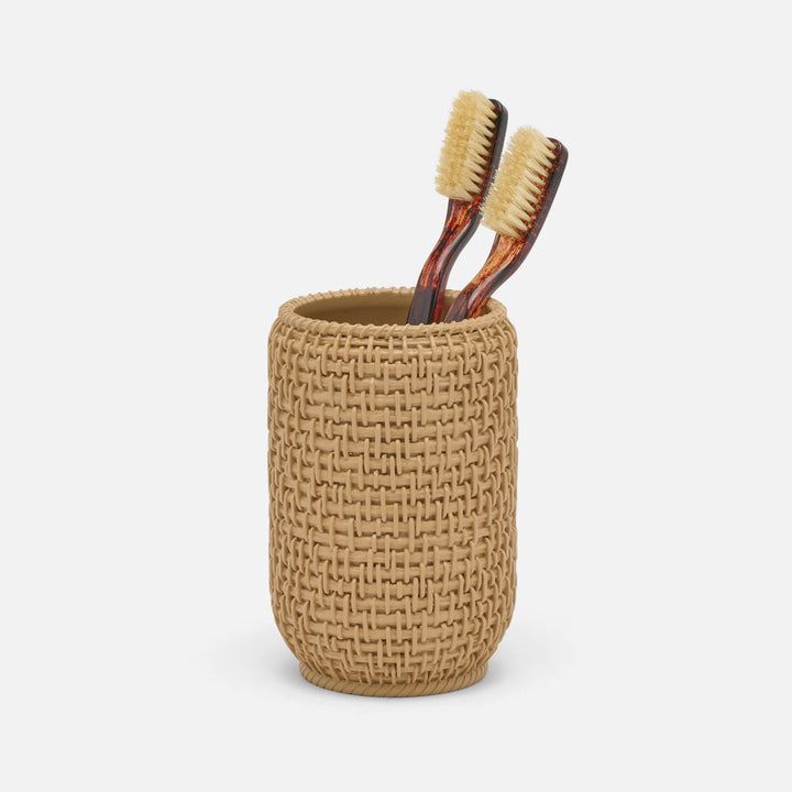Nantes, Natural, Woven Textured, Brush Holder, Round, Resin