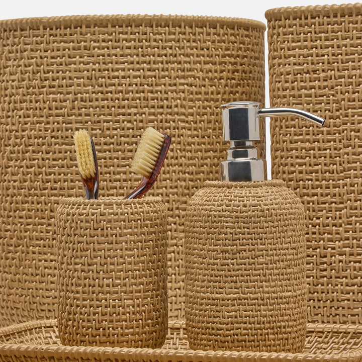Nantes, Natural, Woven Textured, Brush Holder, Round, Resin