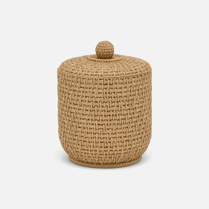 Nantes, Natural, Woven Textured, Canister, Round, Large, Resin