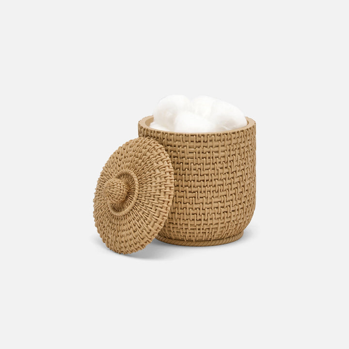 Nantes, Natural, Woven Textured, Canister, Round, Large, Resin